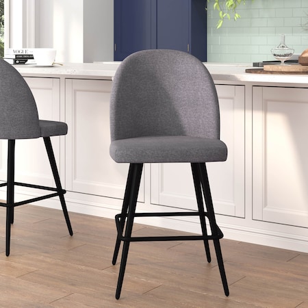 Flash Furniture 2PK 26" Gray Faux Linen Armless Counter Stool AY-1026H-26-GYFAB-GG